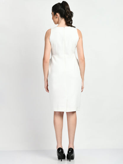 Exude Courage Sleeveless Sheath Dress (White)