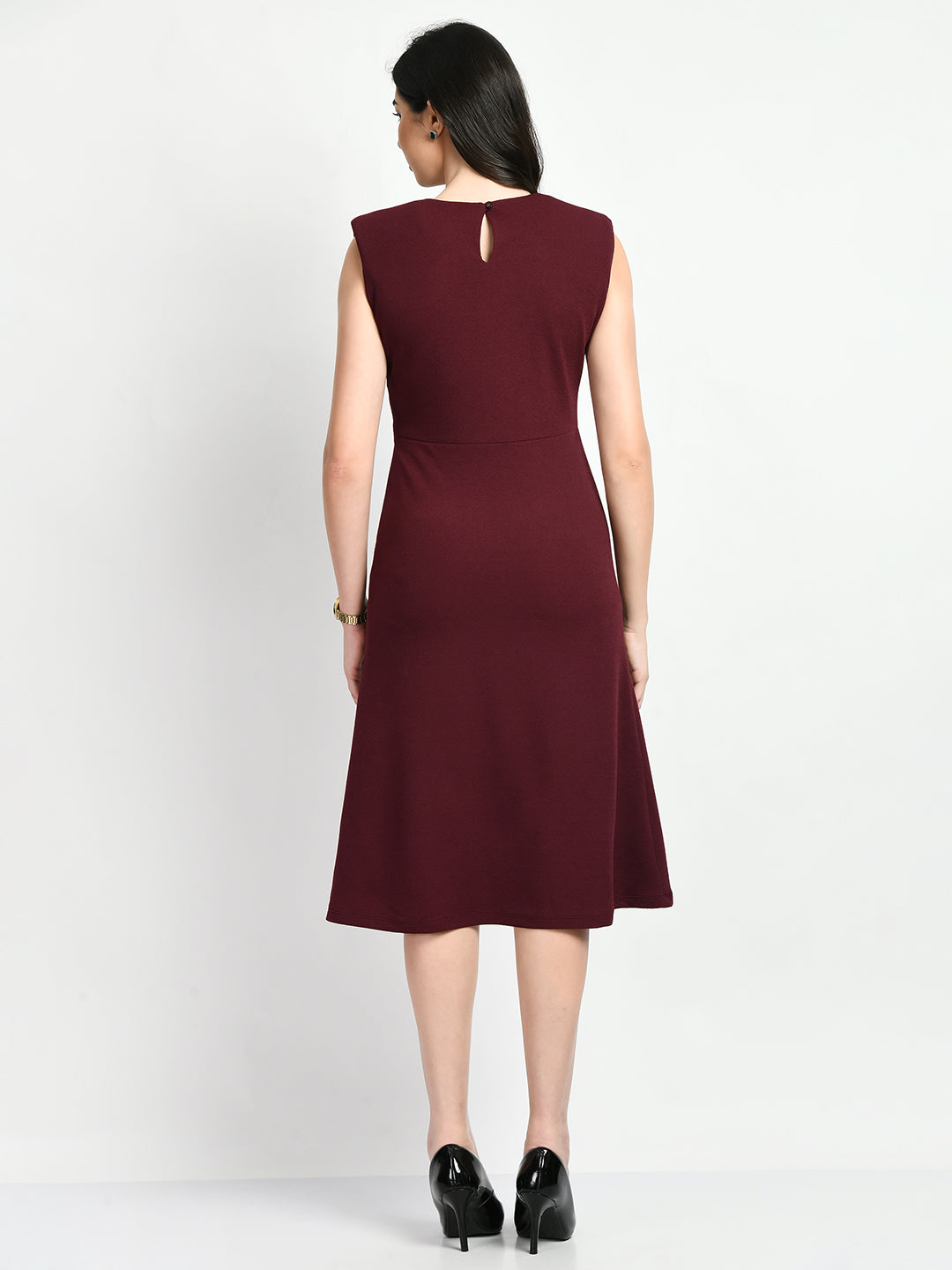 Exude Finesse Asymmetrical A-line Dress (Wine)