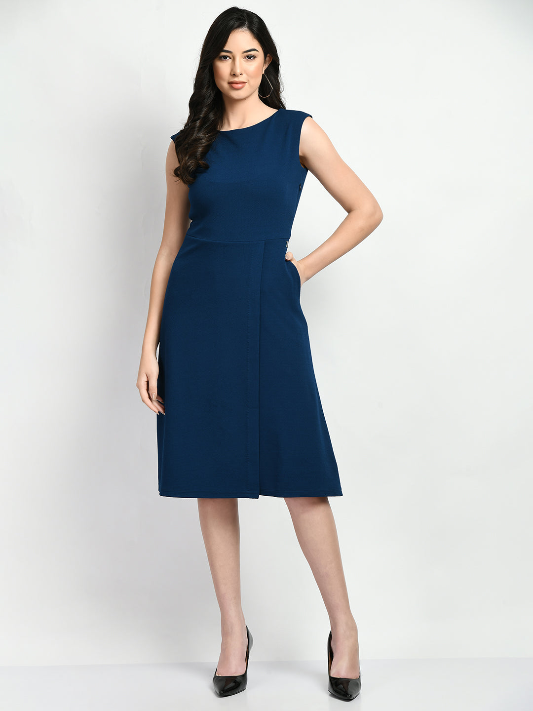 Exude Pride A-line Wrap Dress (Royal Blue)