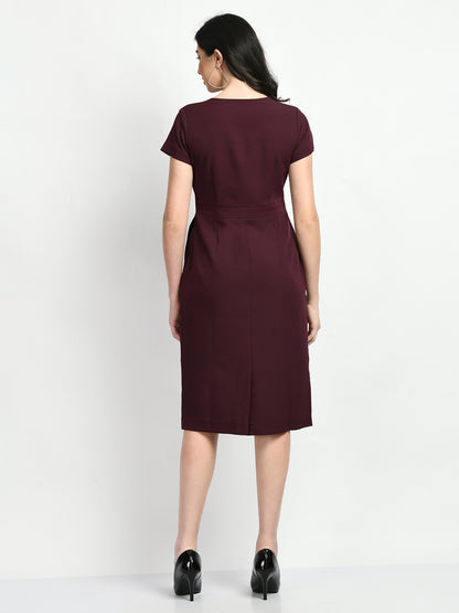 Exude Composure Sheath Dress (Wine)