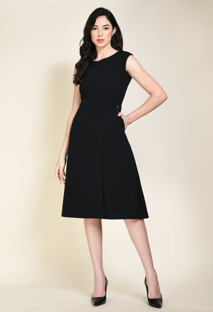 Exude Pride A-line Wrap Dress (Black)