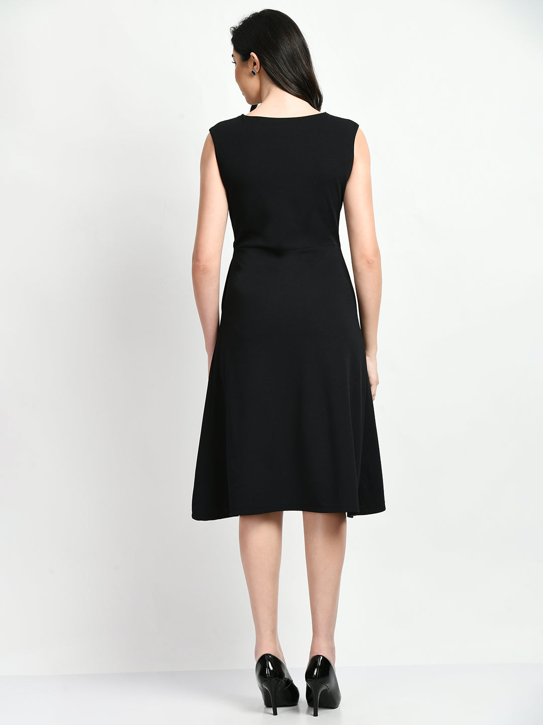 Exude Pride A-line Wrap Dress (Black)