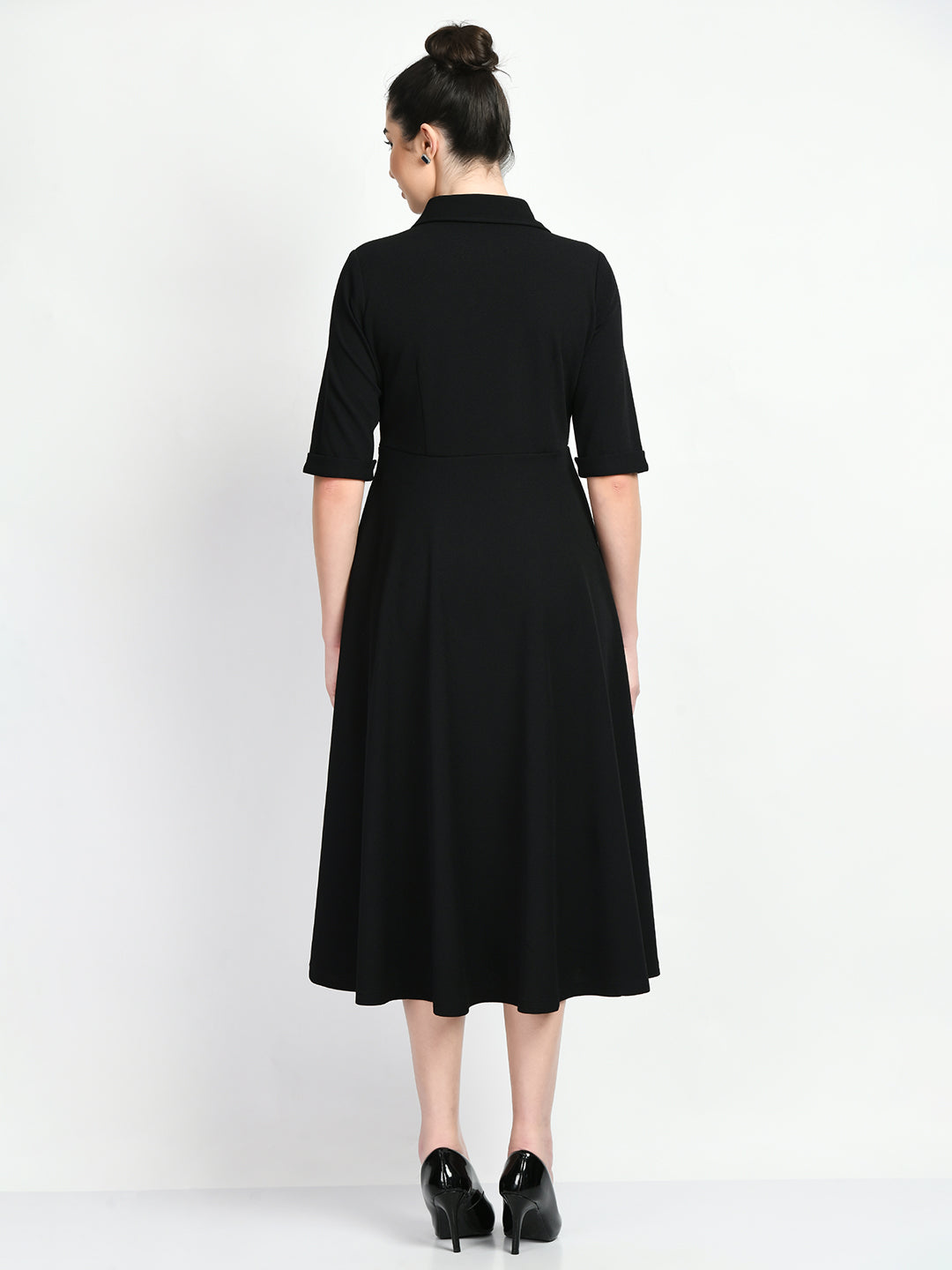 Sharley Midi Dress - Diamante Detail Pencil Dress in Black | Showpo USA