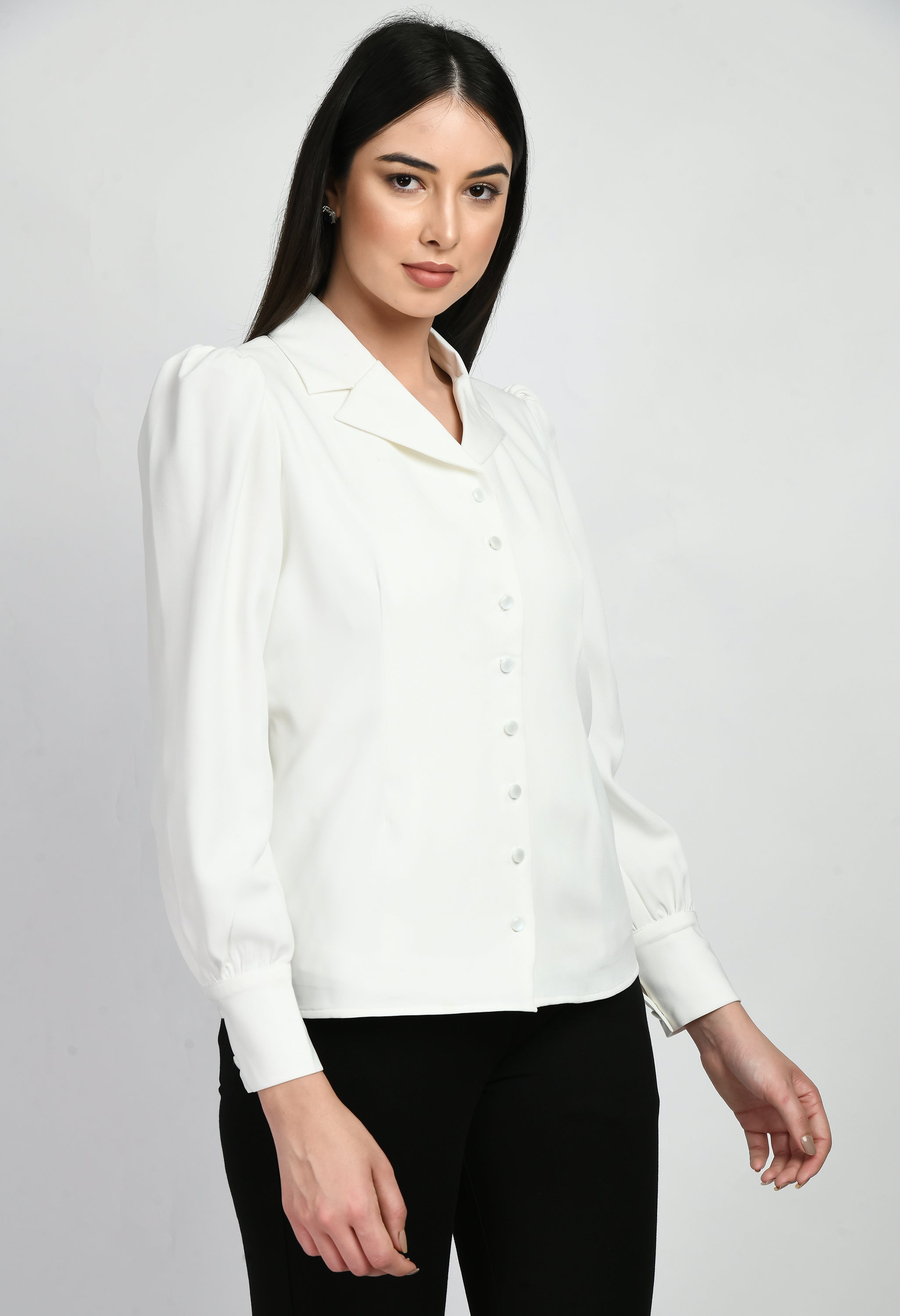 Exude Agility Blazer Top (White)