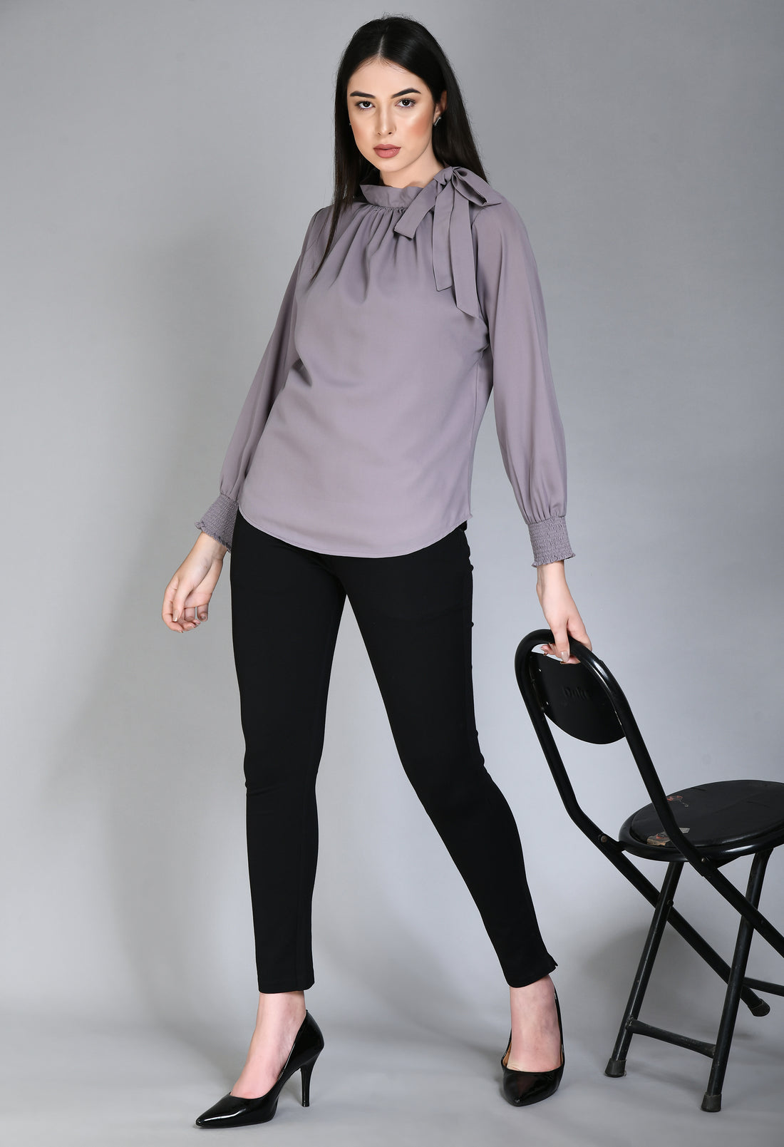 Exude Honesty Side Knot Top (Lilac Grey)