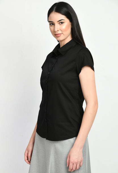 Exude Creativity Cap Sleeves Shirt (Black)