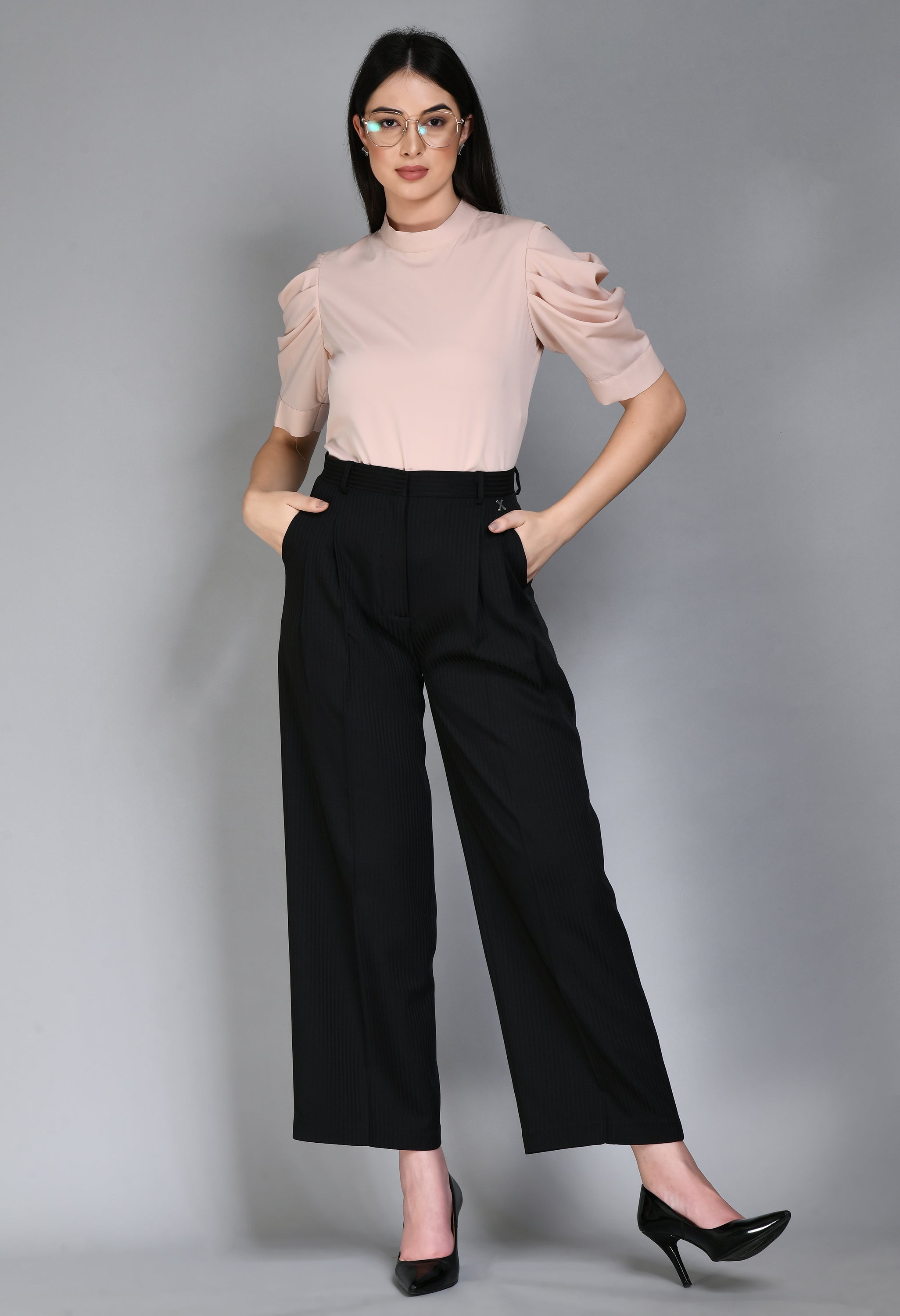 Exude Purpose Cowl Sleeves Top (Peach)