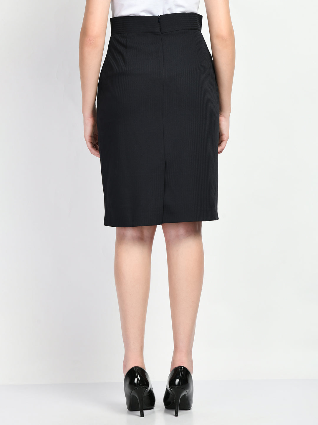 Exude Humility Striped Pencil Skirt (Black)