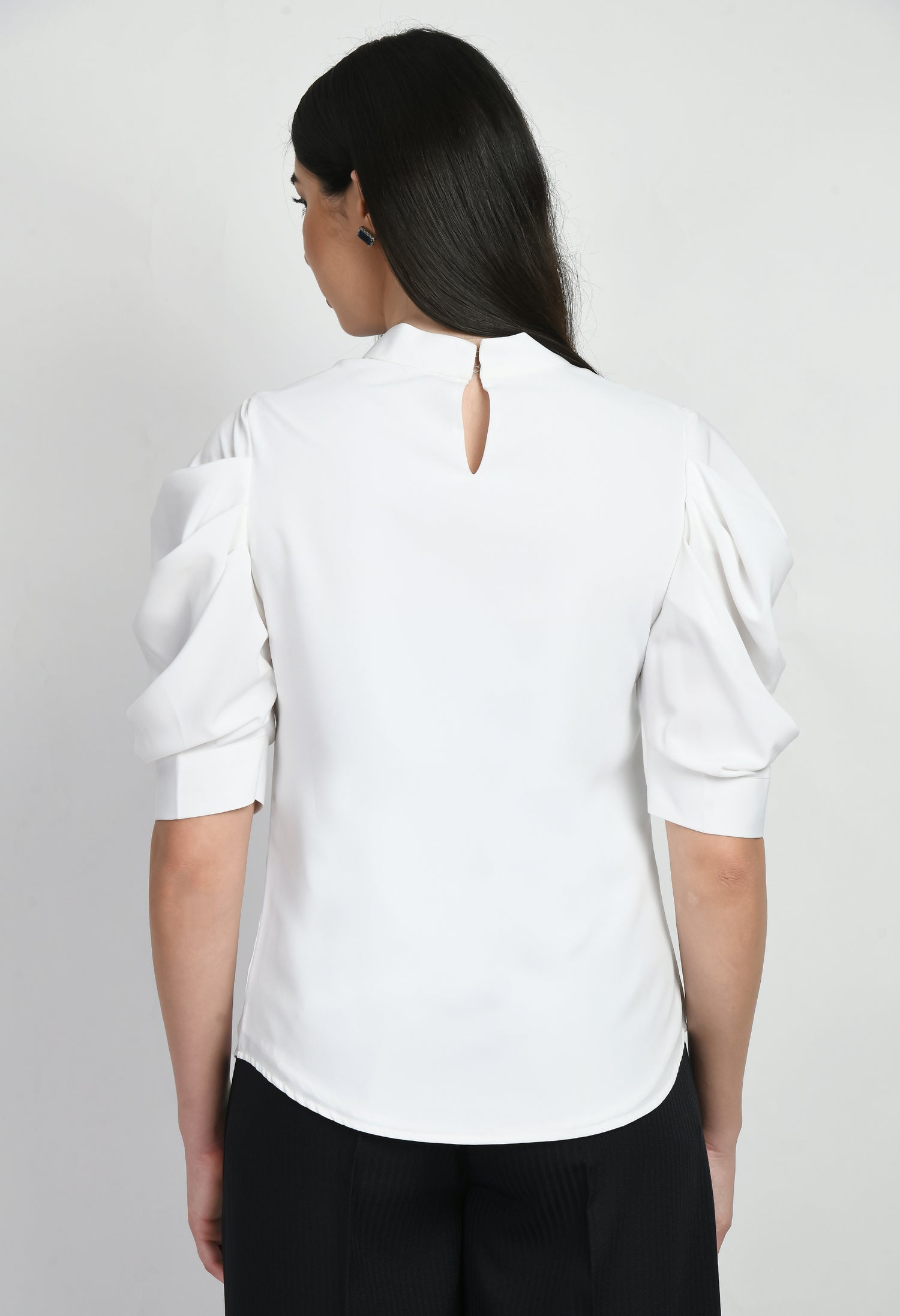 Exude Purpose Cowl Sleeves Top (White)