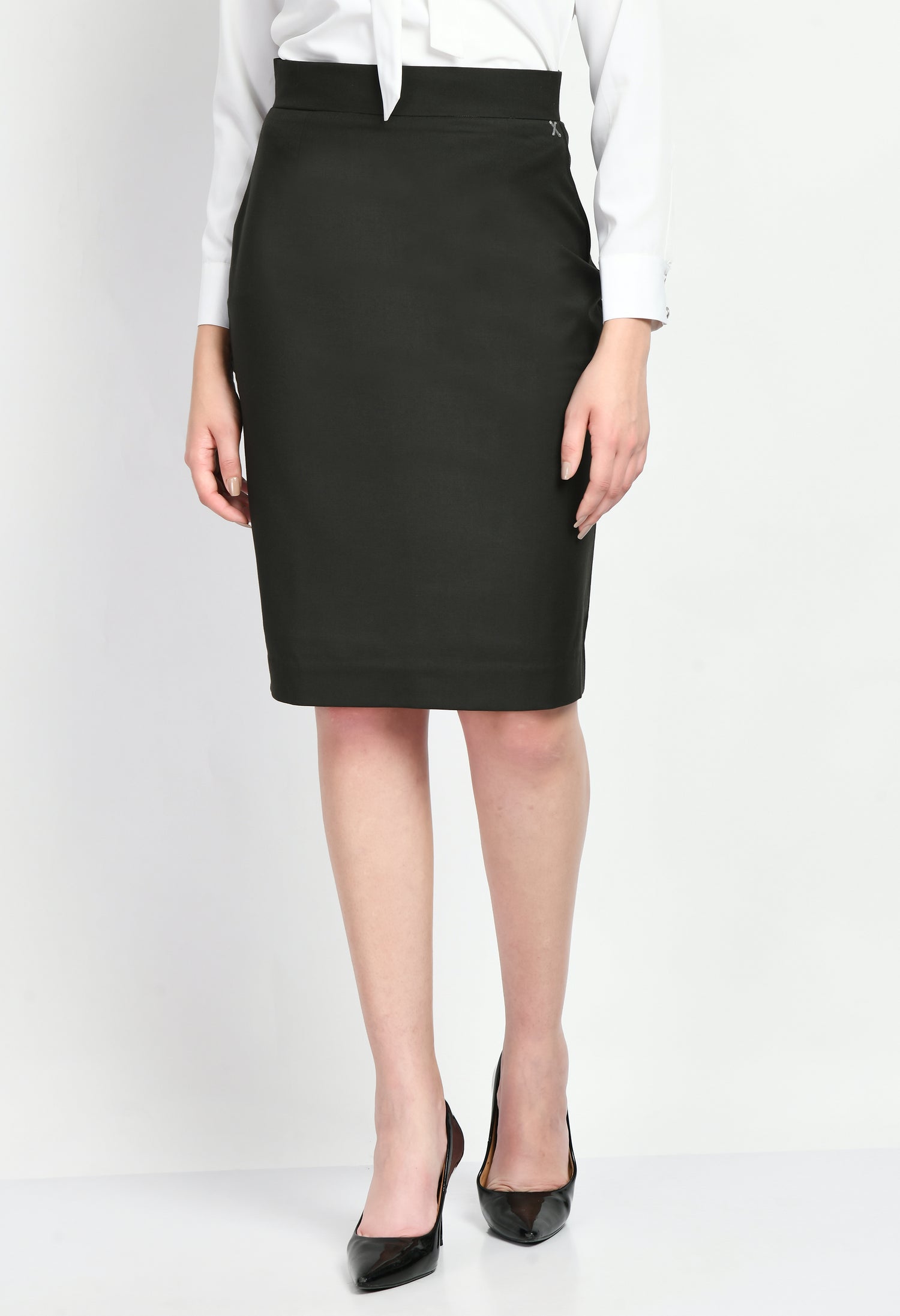 Exude Joy Solid Short Blazer Pencil Skirt Suit (Olive)