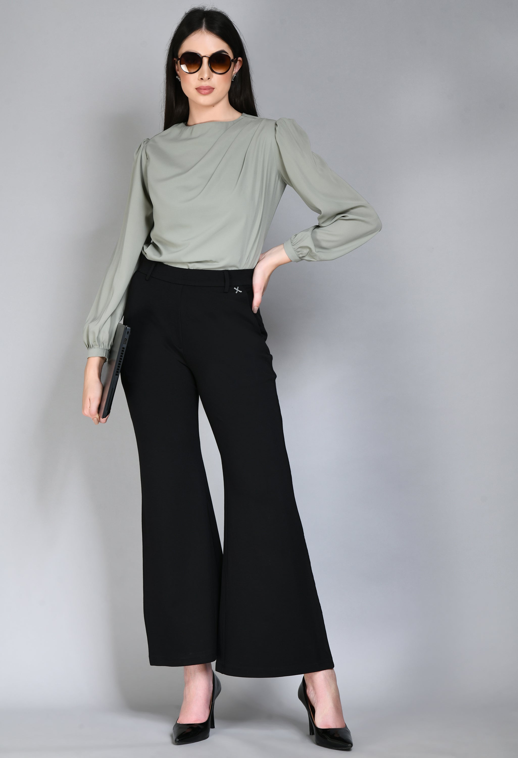 Buy Beige Knife Pleat Straight Turn up Formal Trousers Online  Fablestreet