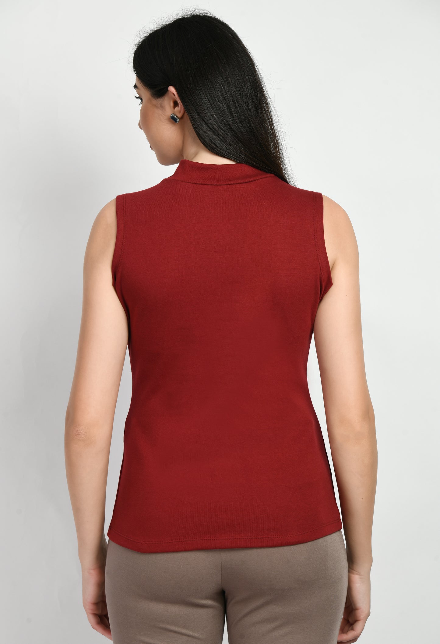 red sleeveless t shirt