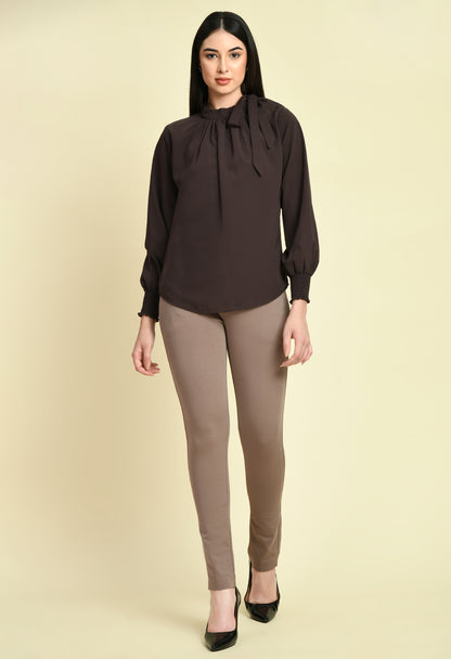 Exude Honesty Side Knot Top (Coffee Brown)