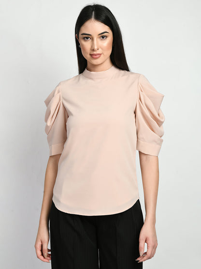 Exude Purpose Cowl Sleeves Top (Peach)