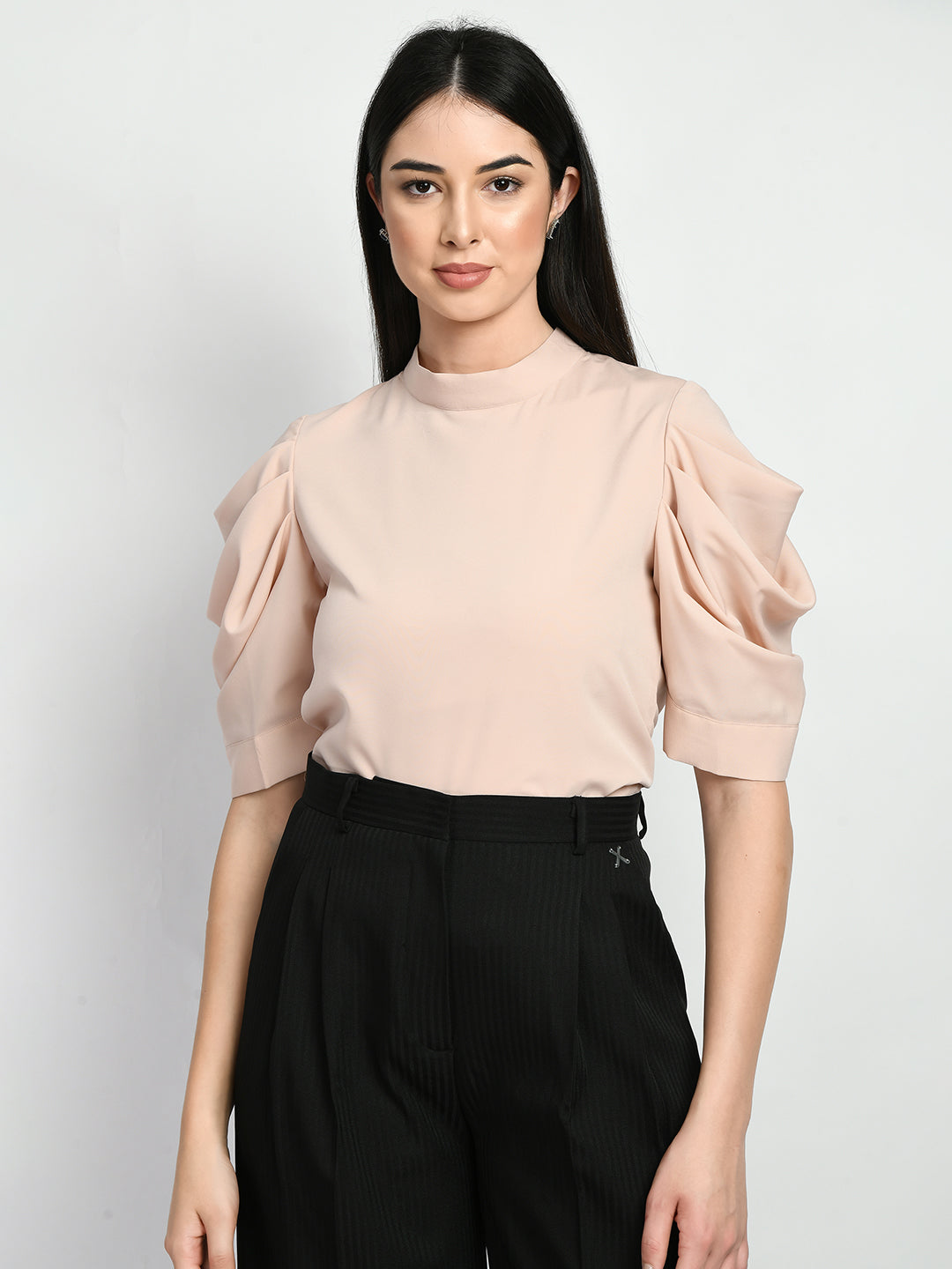 Exude Purpose Cowl Sleeves Top (Peach)