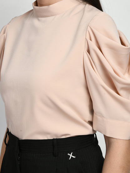 Exude Purpose Cowl Sleeves Top (Peach)