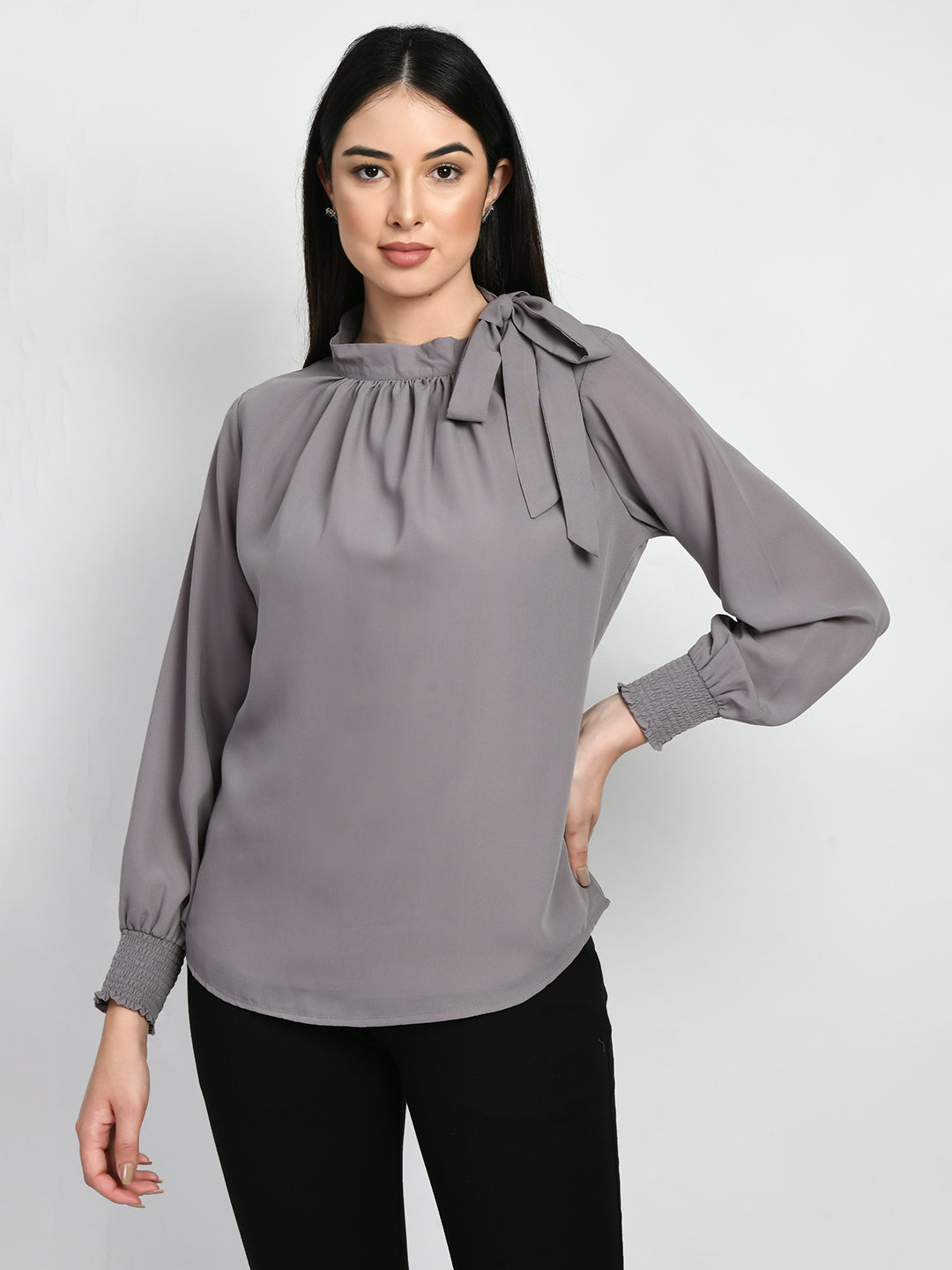 Exude Honesty Side Knot Top (Lilac Grey)