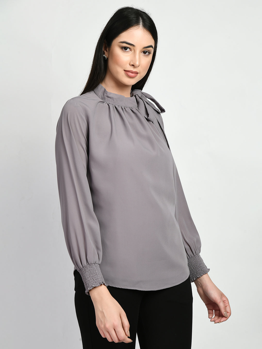 Exude Honesty Side Knot Top (Lilac Grey)