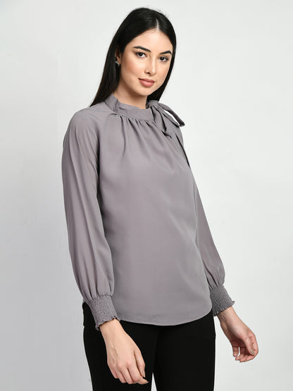 Exude Honesty Side Knot Top (Lilac Grey)