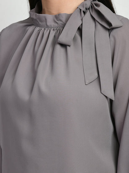 Exude Honesty Side Knot Top (Lilac Grey)