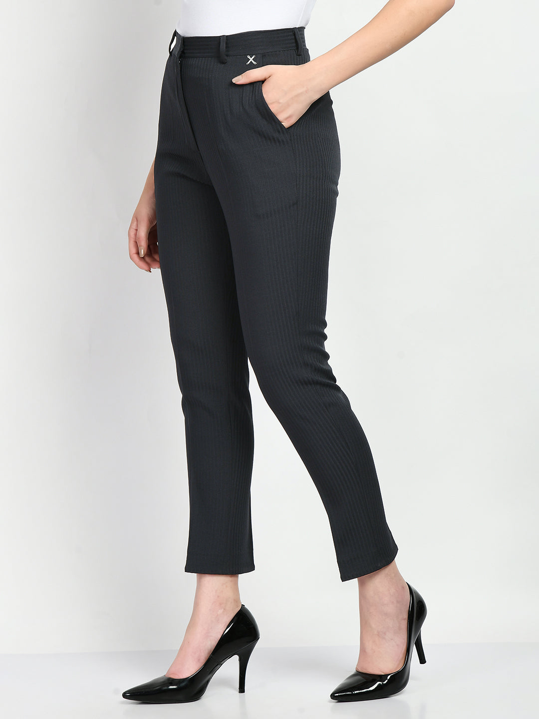 Exude Fire Striped Straight Trousers (Navy)