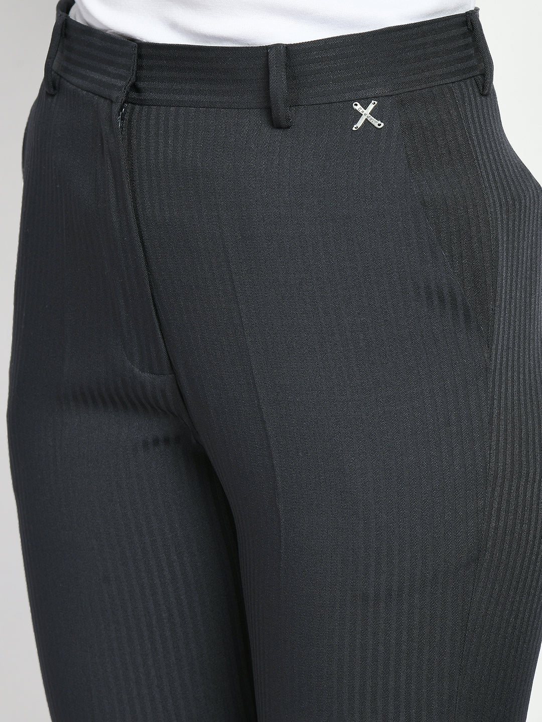 Exude Fire Striped Straight Trousers (Navy)