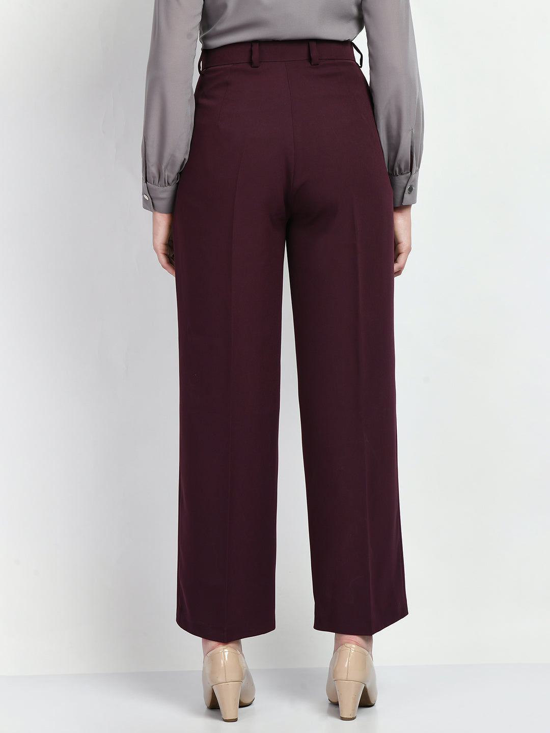 Exude Influence Solid Wide Leg Trousers (Wine)