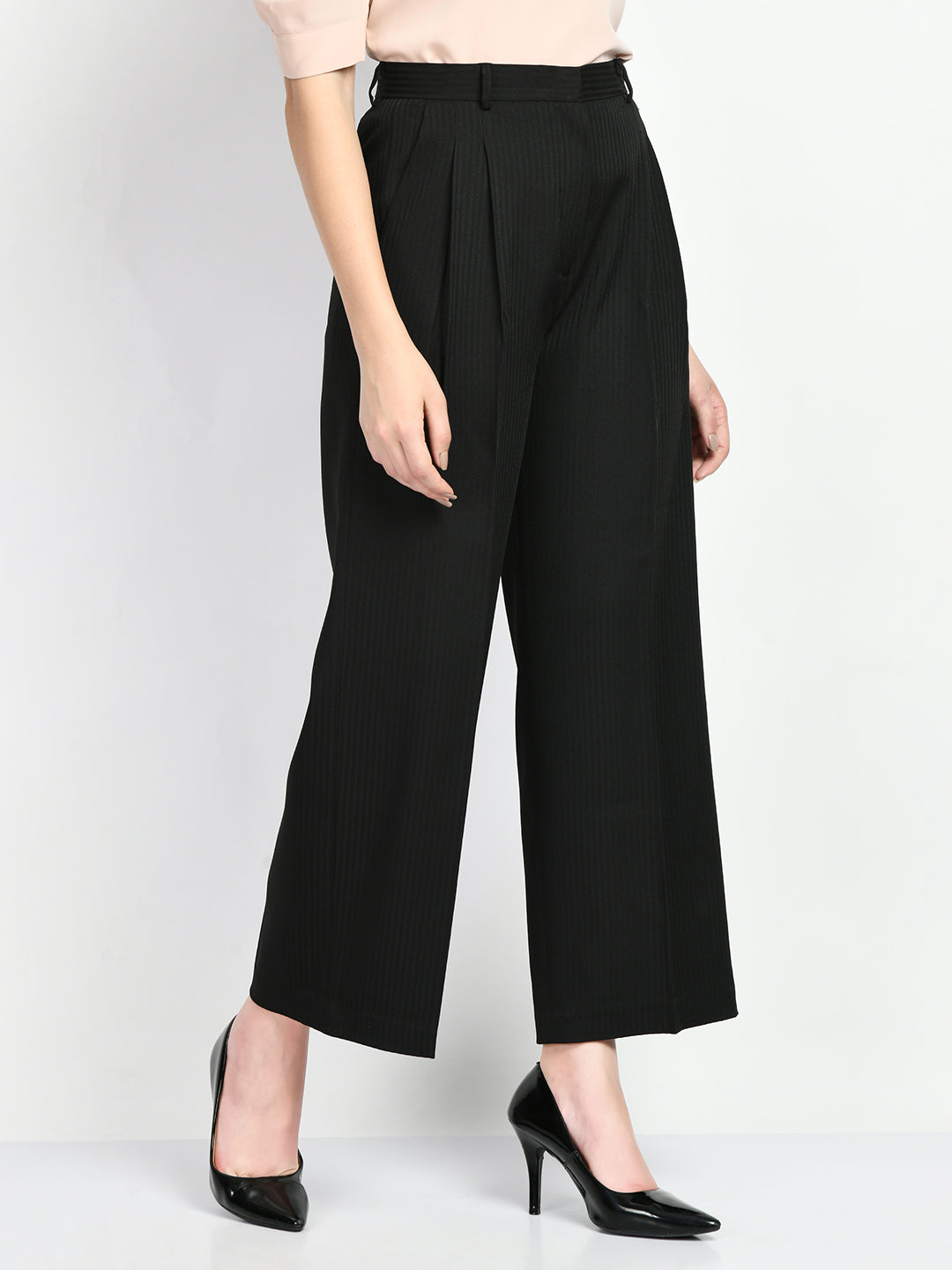 Women's Flapper 20's Style Pleated Trouser Wide Leg Black Pants