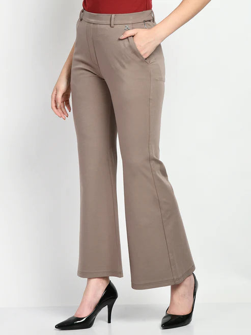 Black Solid Bootcut Trousers – pluss.in