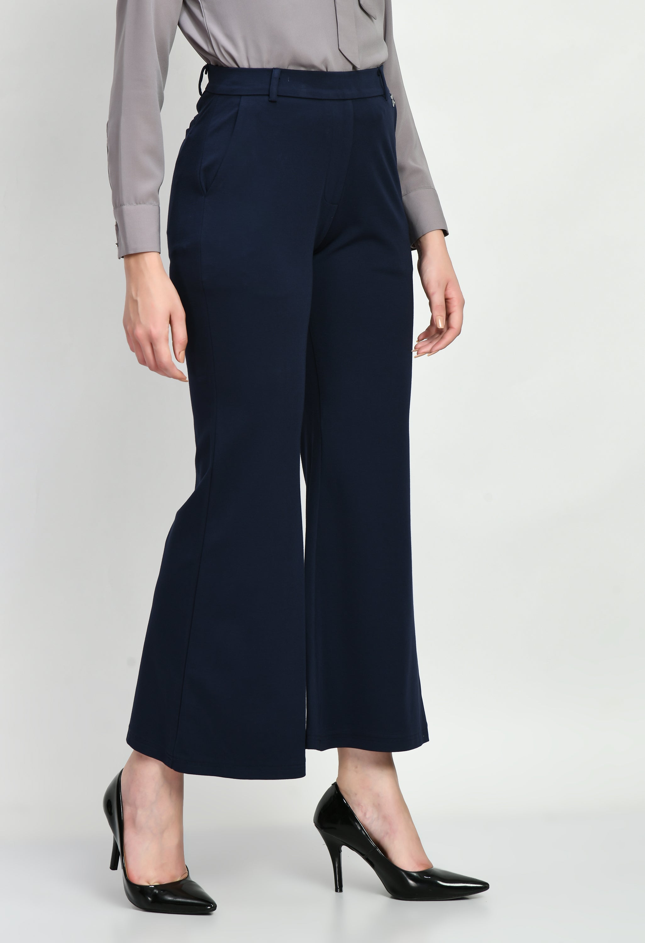 Buy Shasmi Navy Blue Women's Dress Pants Stretchy Work Slacks Business  Casual Office Bootcut Leg Elastic Waist Regular Fit Plazzo Trouser Pant ( Pant 65 Navy Blue XS) at Amazon.in